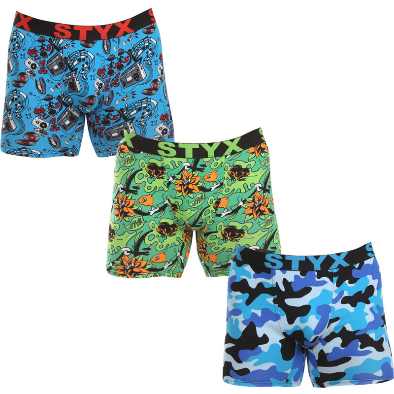 3PACK pánske boxerky Styx long art športová guma viacfarebné (3UN15780 57532803