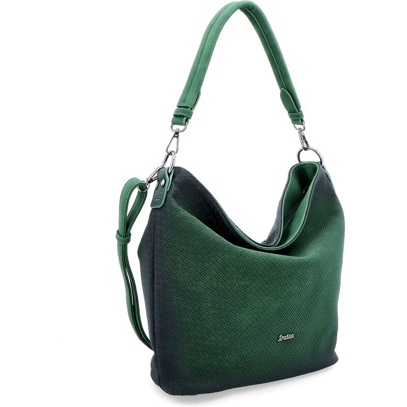 Kabelka zo syntetickej kože cez rameno Indee zelená 6318 TZE 57568561