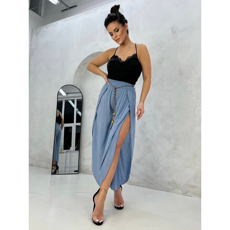 Trousers blue Och Bella BI-81378.steelblue 57584099