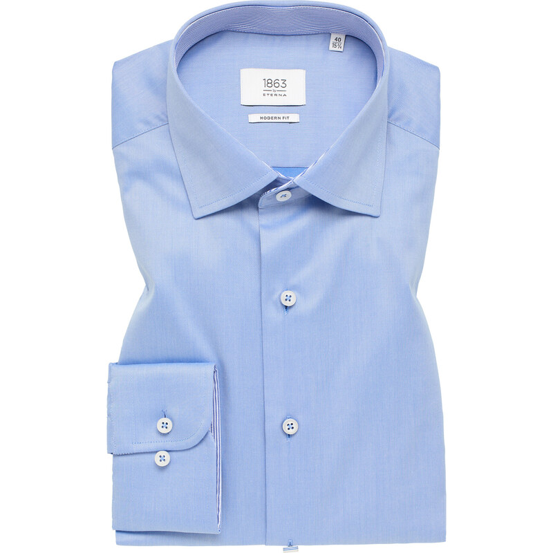 1863 BY ETERNA luxusná keprová košeľa modrá Modern Fit super soft Non 57595413