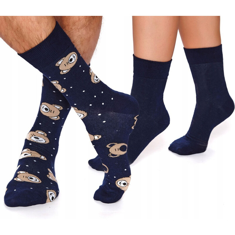 Doctor Nap 2-PACK bavlnené ponožky Bear tmavomodré-46, Farba 57600292