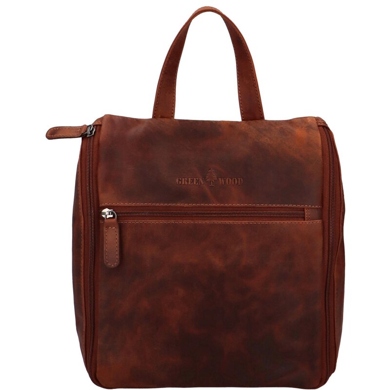 Green Wood Kožený cestovný kufrík Doug, hnedý 66420372