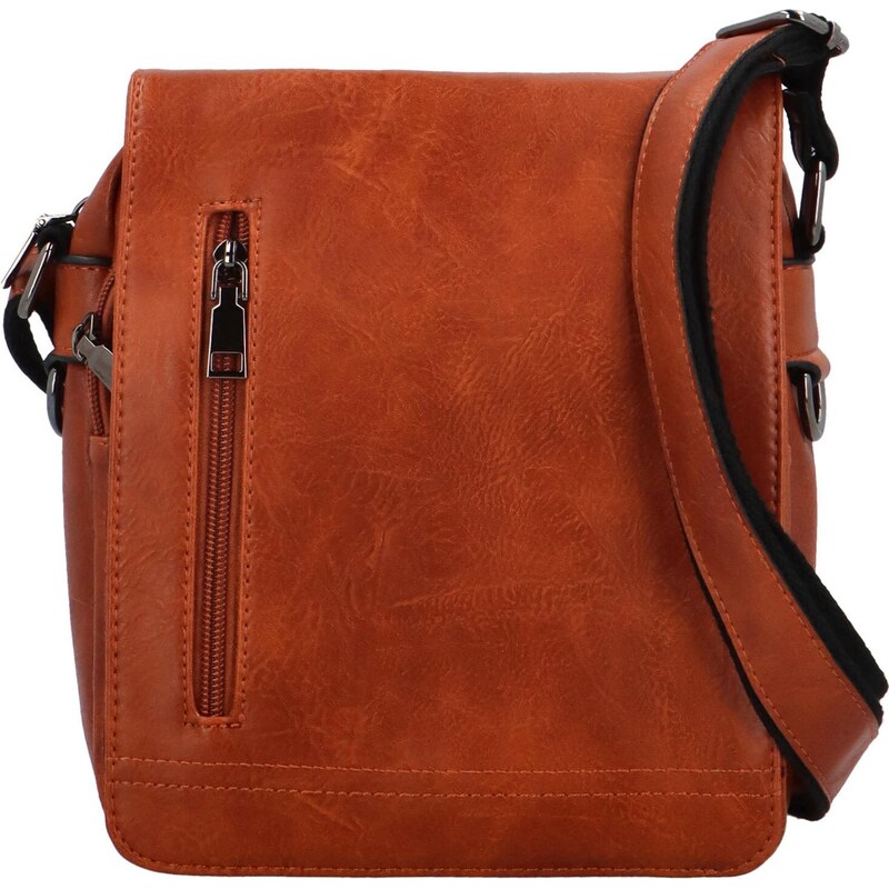 Sara Moda Módna pánska koženková crossbody taška Broderic, hnedá 66454261