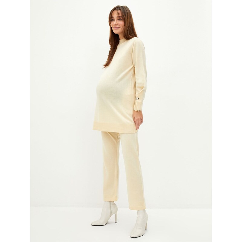 LC Waikiki Elastic Waist Straight Wide Leg Maternity Knitwear Trousers 59904074