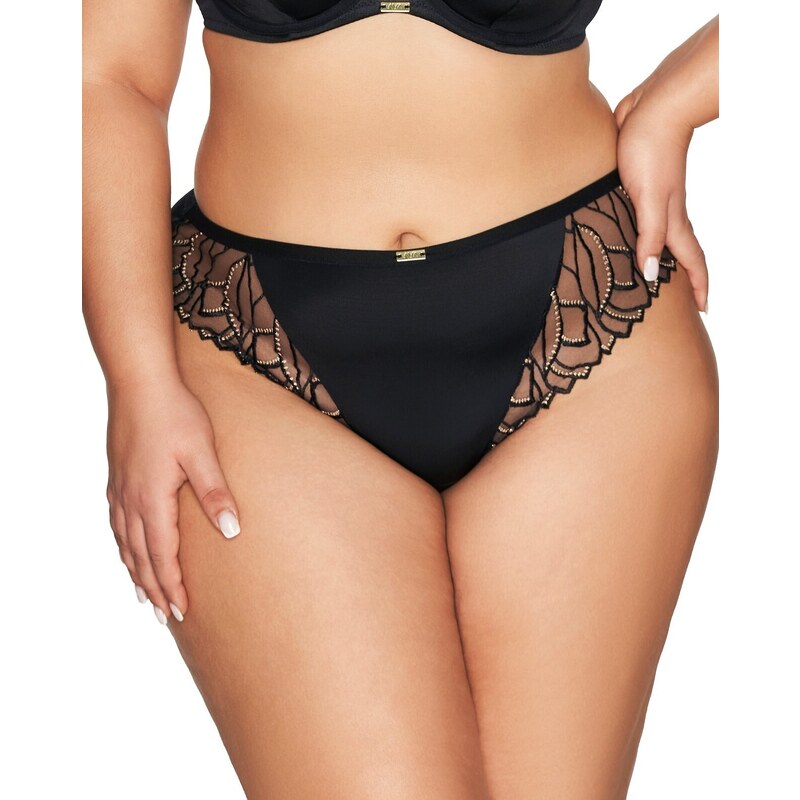 AVA LINGERIE Čierne nohavičky Ava 2114 s čipkovými vsadkami S-3XL 57642177