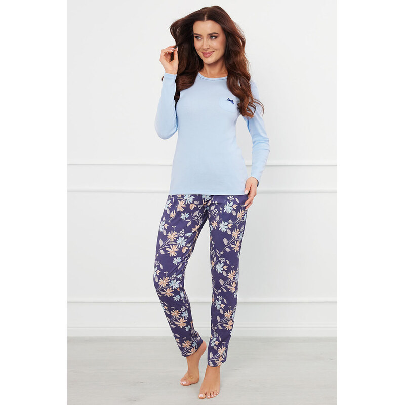 Italian Fashion Dámske bavlnené pyžamo Pulia nebesky modré, Farba 57643749