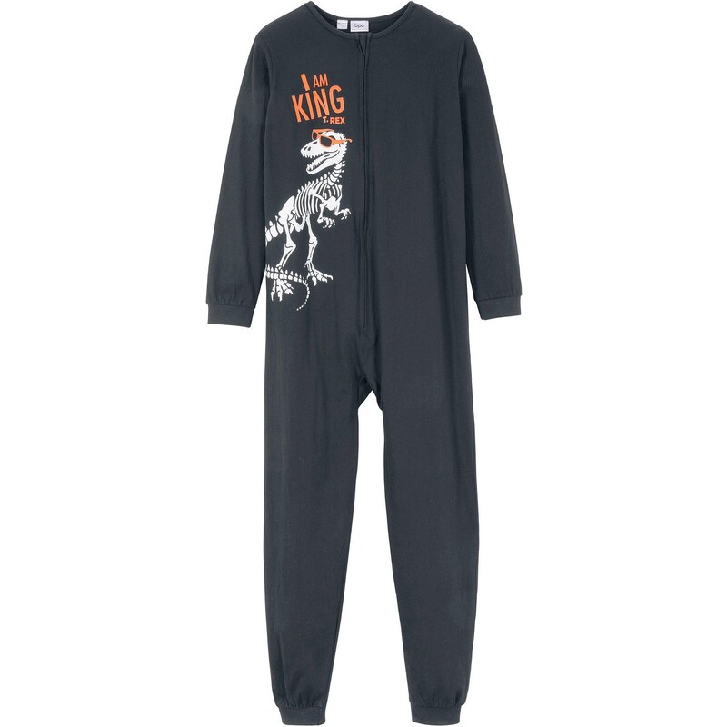 bonprix Pyžamový overal z mäkkej bavlny, farba čierna 44790363