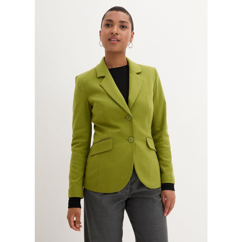 bonprix Bavlnený džersejový blejzer, farba zelená 57674771