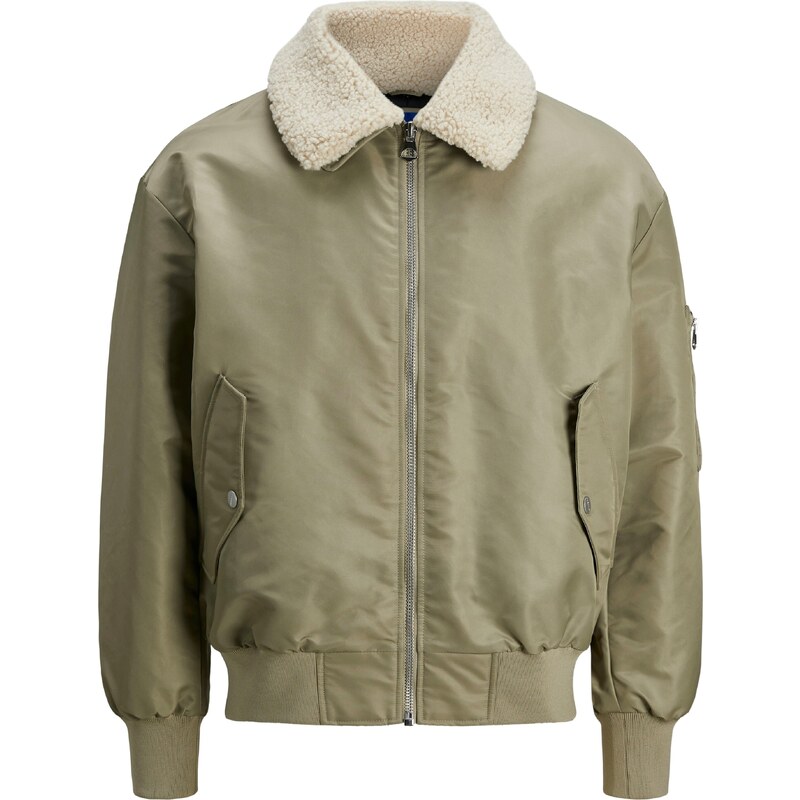 JACK & JONES Prechodná bunda QUEENS kaki / šedobiela 58290238