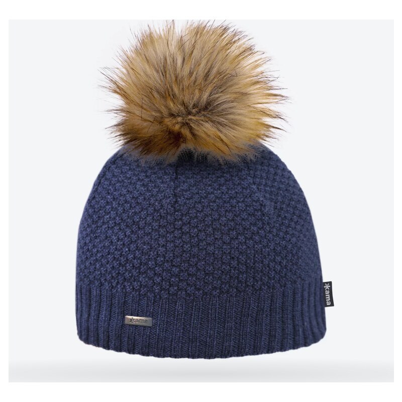 Kama Pletená Merino čepice A166 modrá 57731114