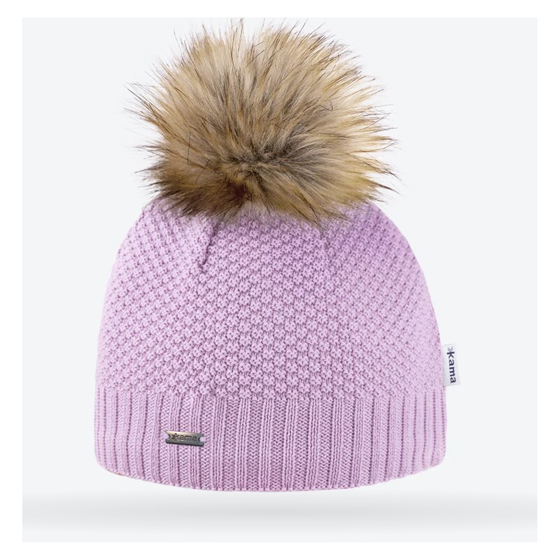Kama Pletená Merino čiapka A166 114 Ružová 57731116