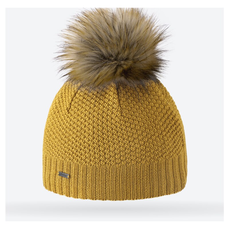 Kama pletená Merino čepice A166 žlutá 57731117