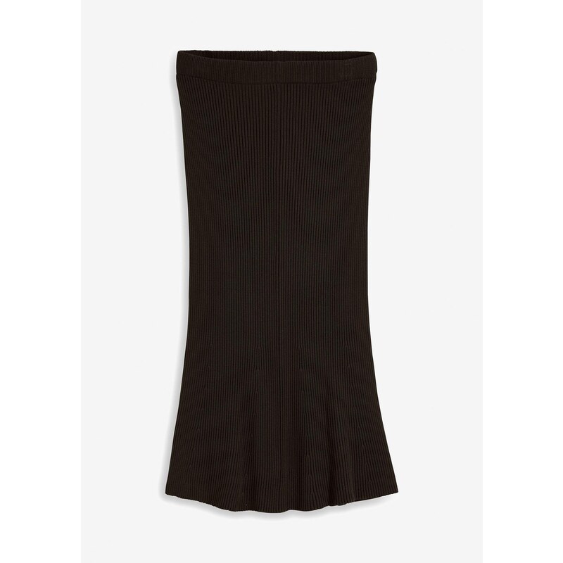 bonprix Vrúbkovaná pletená sukňa z viskózového mixu, farba čierna 57336372