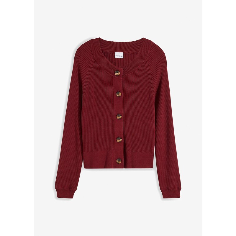 bonprix Pletený sveter, vrúbkovaný, farba červená 57336369