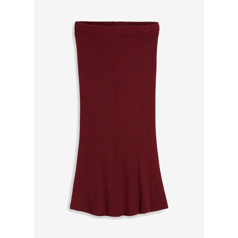 bonprix Vrúbkovaná pletená sukňa z viskózového mixu, farba červená 57336371