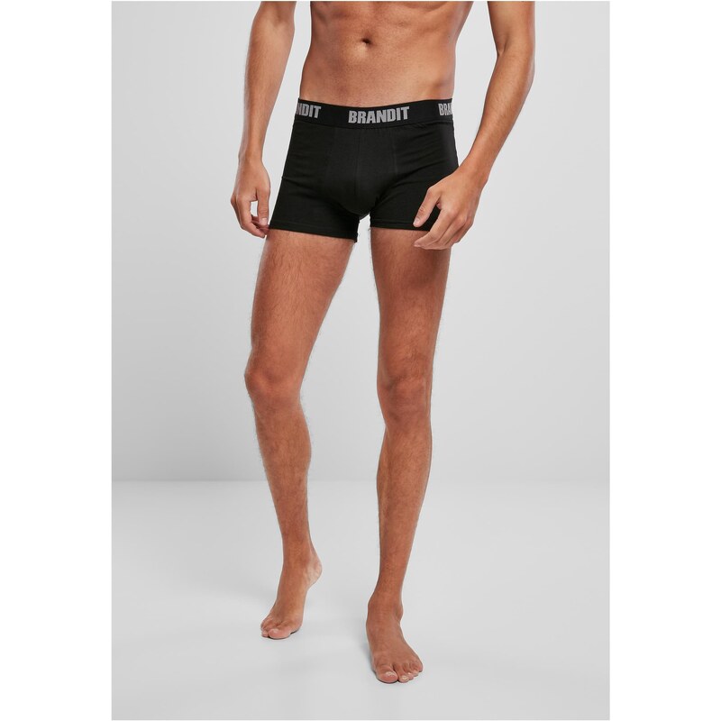 Brandit Mens Boxer Shorts Logo 2 Pack Black/Black 50684450