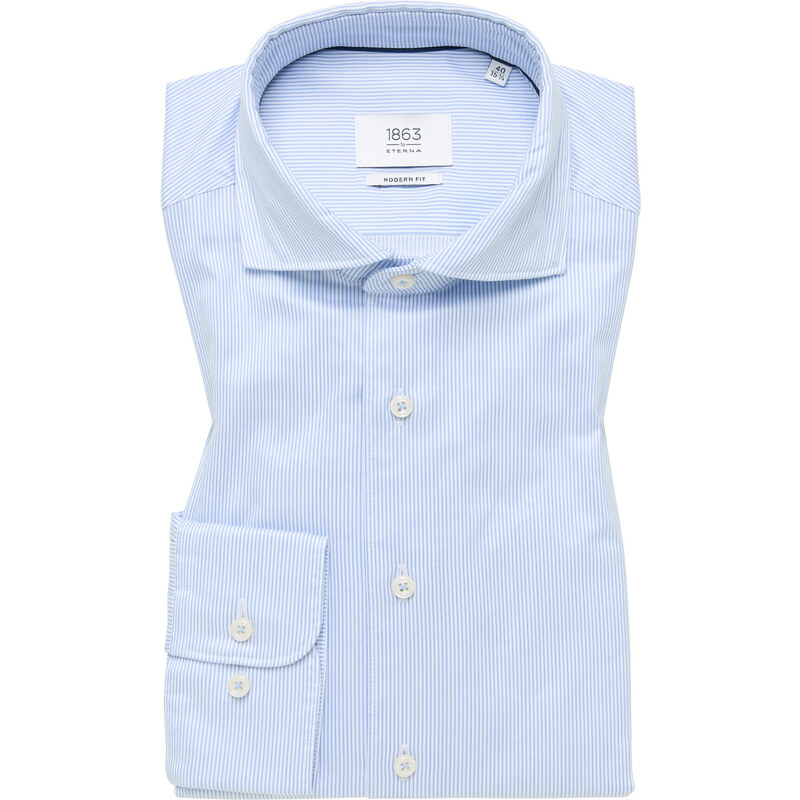 Pánska nežehlivá košeľa ETERNA Modern Fit modrý prúžok rypsový keper 57735887