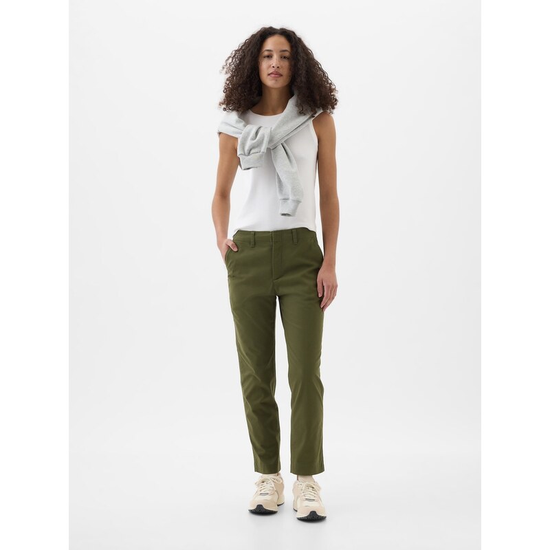GAP Mid-Rise Downtown Khaki Trousers with Pockets - Womens 50600540