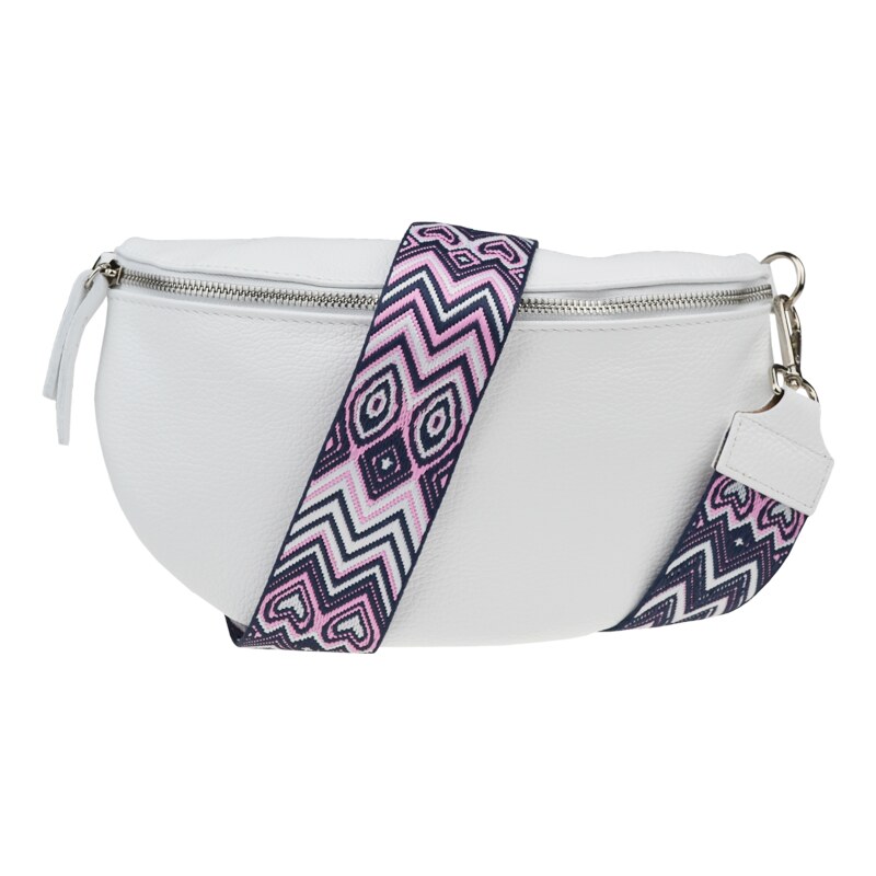 Biela kožená talianska crossbody kabelka Reni Grande Bianca s 57794540