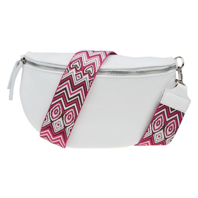 Biela kožená talianska crossbody kabelka Reni Grande Bianca s 57794541