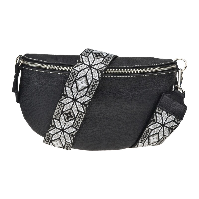 Čierna kožená talianska crossbody kabelka Reni Grande Nera s prídavným 57804140
