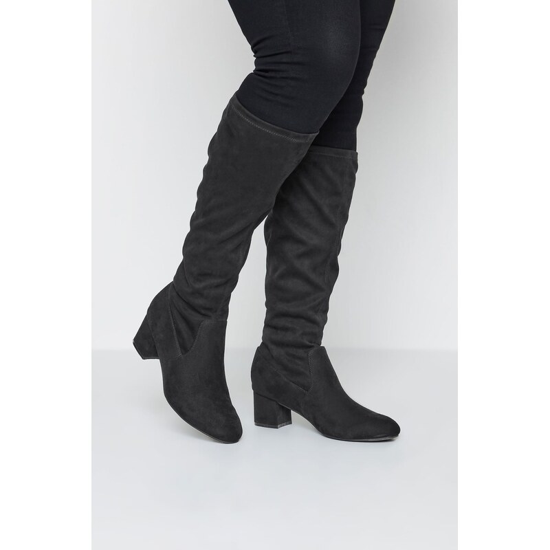 (veľ. 38) Elastické vysoké čižmy z mikroflísu na široké lýtko čierne 61987748