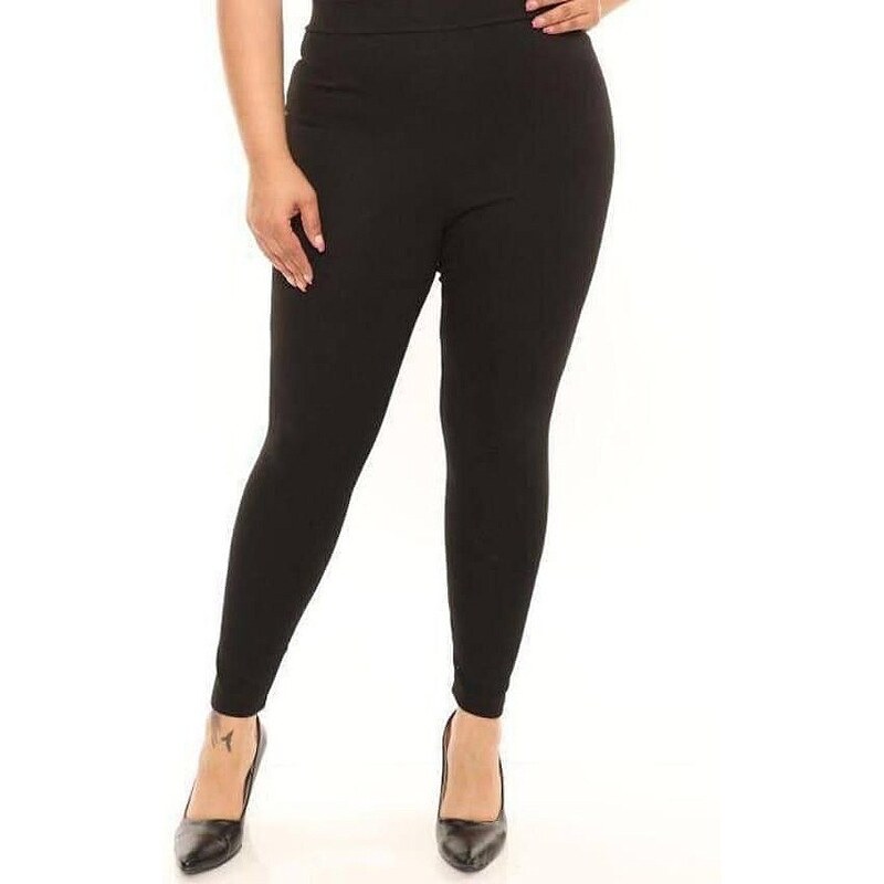 (veľ. 46) Bavlnené legíny s vysokým pásom čierne 57806628