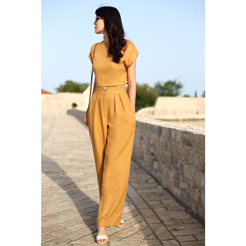 Dámske elegantné nohavice Lotika zo 100% lanu 64742048