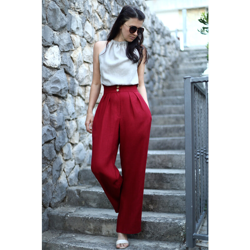 Dámske elegantné nohavice Lotika zo 100% lanu 62954258