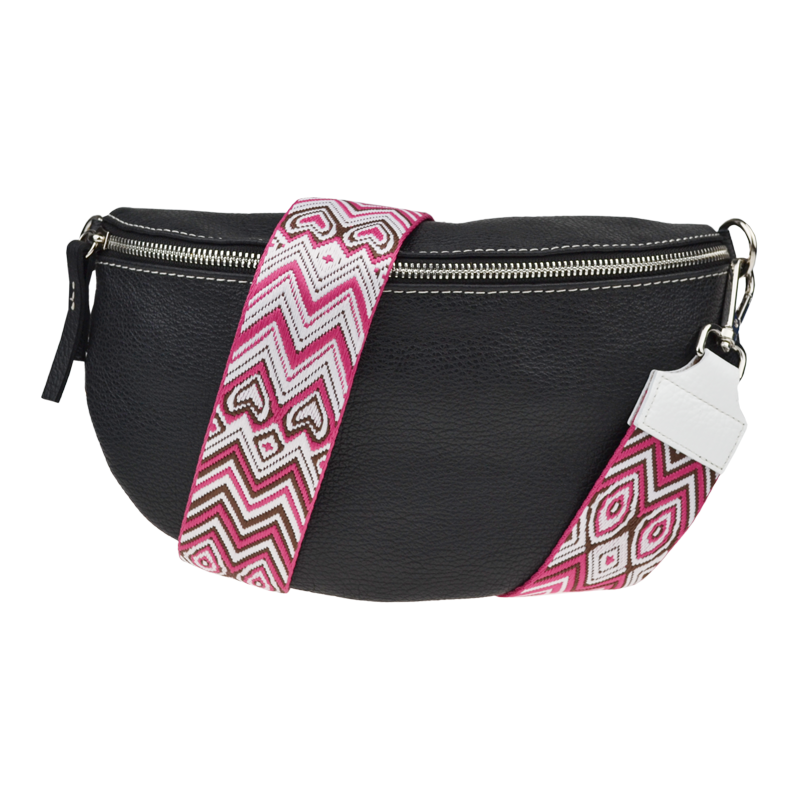 Čierna kožená talianska crossbody kabelka Reni Grande Nera s prídavným 57825745