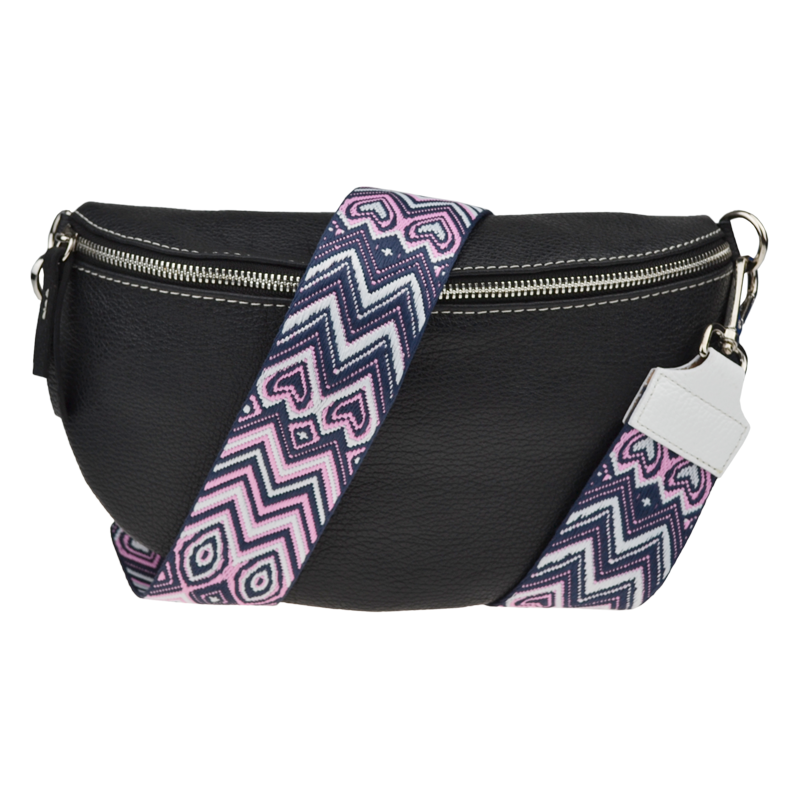 Čierna kožená talianska crossbody kabelka Reni Grande Nera s prídavným 57825746