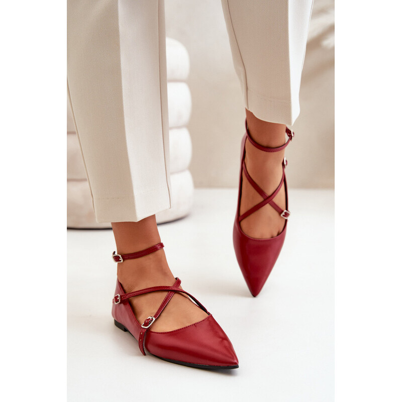 Boto Baleriny Damskie Z Noskami W Szpic I Przeplatającymi Się Paskami 66660850