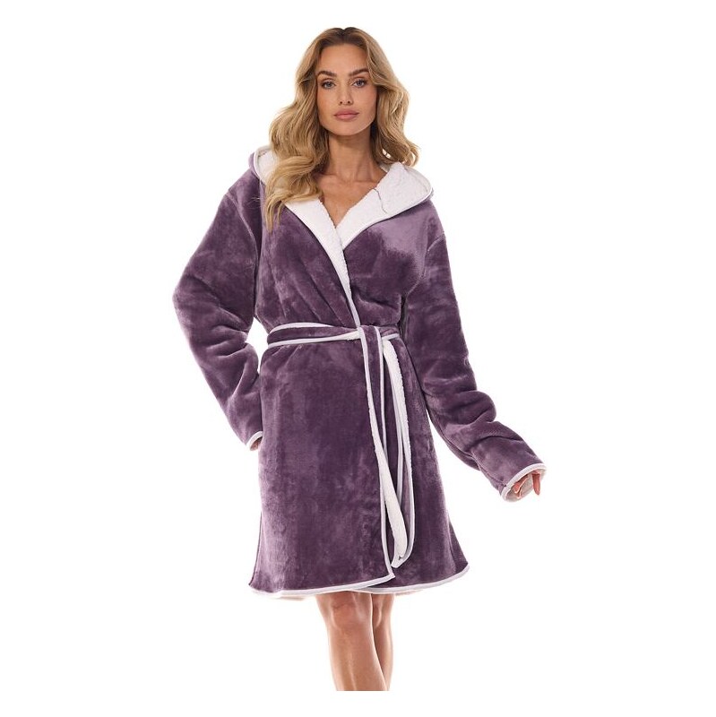 L&L Dámsky huňatý župan Sara fialový 58008117