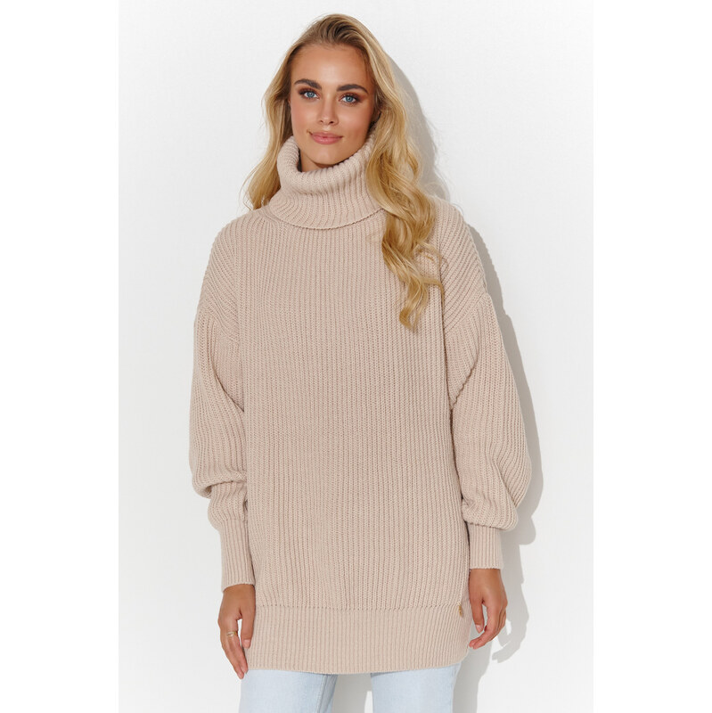 Makadamia Teplý dámsky pulóver s rolákom S136 | nude S136 57838656