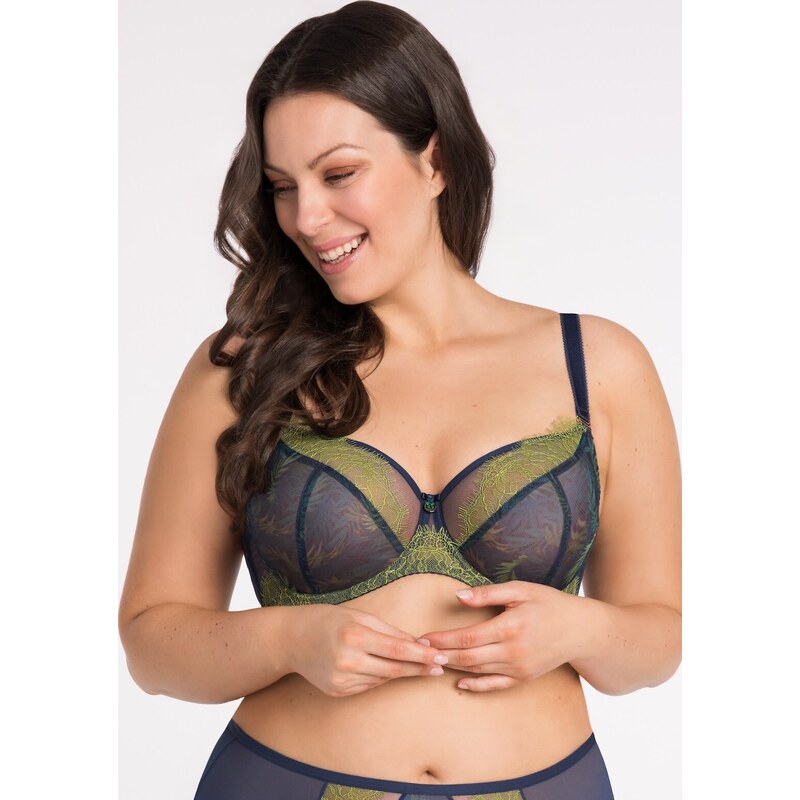 Modro-zelená mäkká podprsenka z čipky Gorsenia Arianna K 798 Arianna 57839037