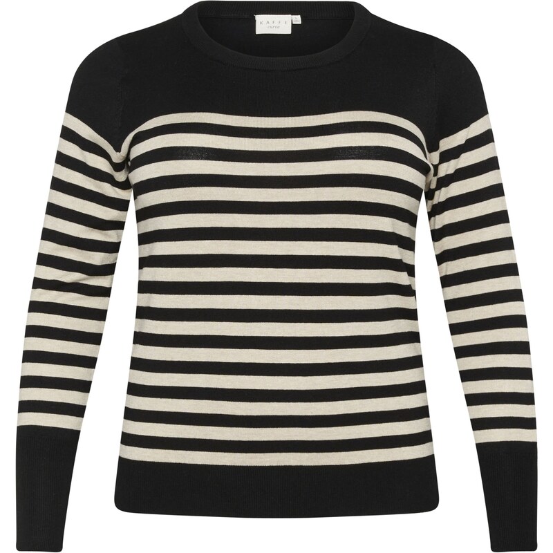 KAFFE CURVE Sveter Lizzy krémová / čierna 57847680