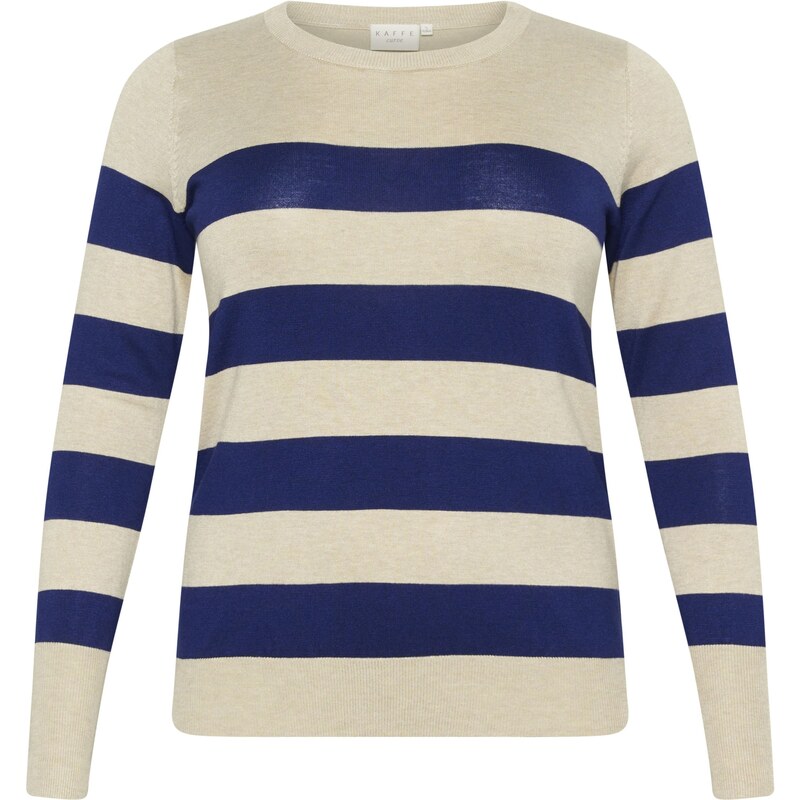 KAFFE CURVE Sveter Lizzy béžová / tmavomodrá 57847682