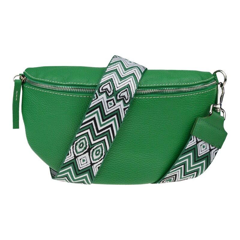 Zelená kožená talianska crossbody kabelka Reni Grande Verde s 57852525