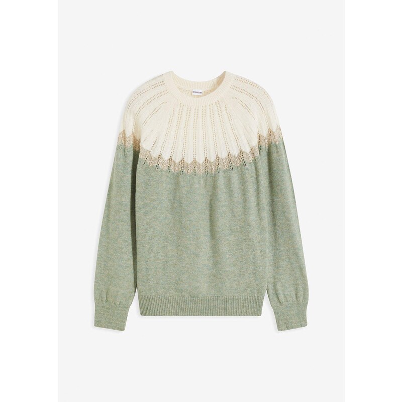 bonprix Ažúrový pulóver, farba modrá 57868927