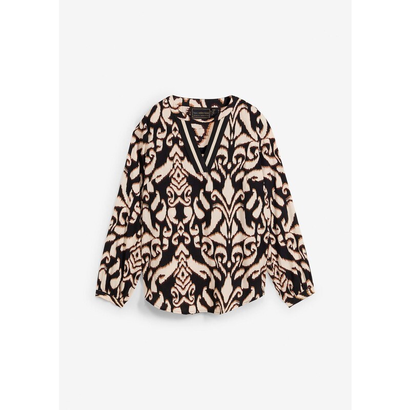 bonprix Tuniková blúzka z padavej viskózy, farba čierna 57868932