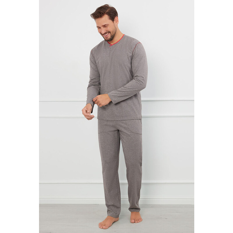Italian Fashion Pánske bavlnené pyžamo Ludvig šedé, Farba šedá 57870623