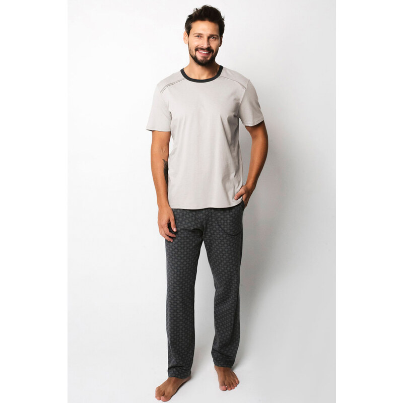 Italian Fashion Pánske bavlnené pyžamo Abel béžové, Farba béžová 57870624