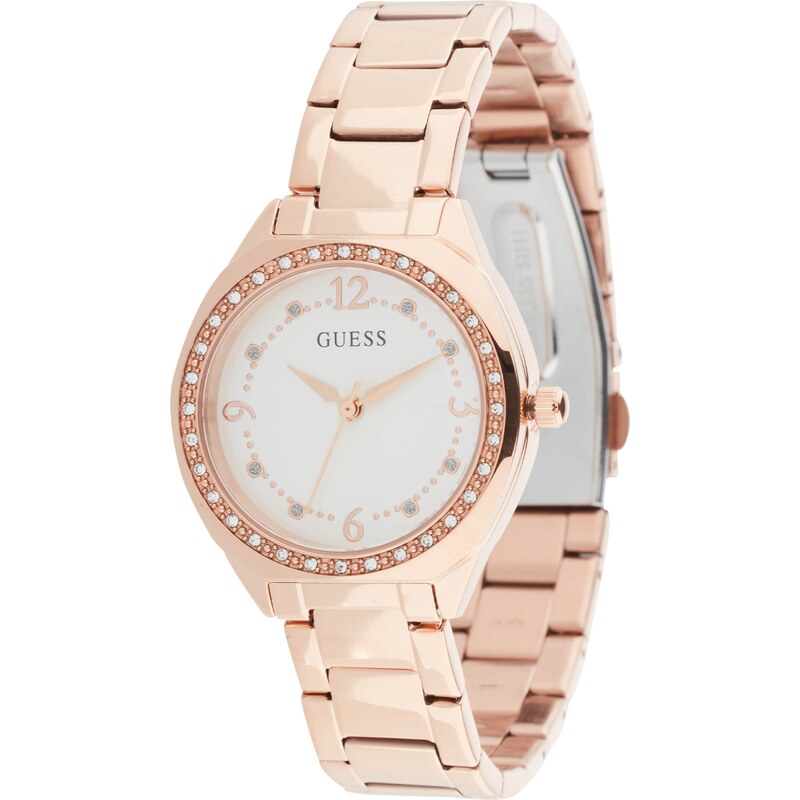 GUESS Analógové hodinky ružové zlato / priehľadná / biela 57874541