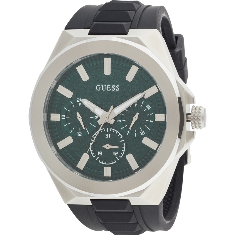 GUESS Analógové hodinky zelená / čierna / strieborná 57874556