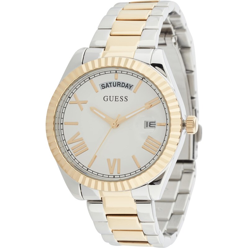 GUESS Analógové hodinky zlatá / strieborná / biela 57874675