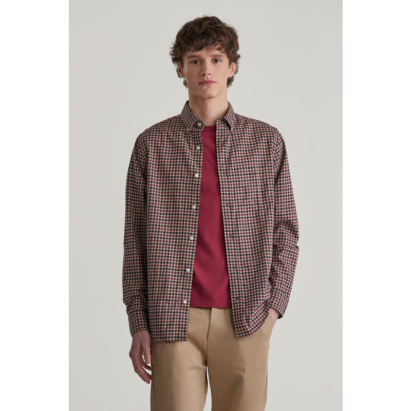 KOŠEĽA GANT REG LIGHT TWILL GINGHAM SHIRT WINE RED 57872679