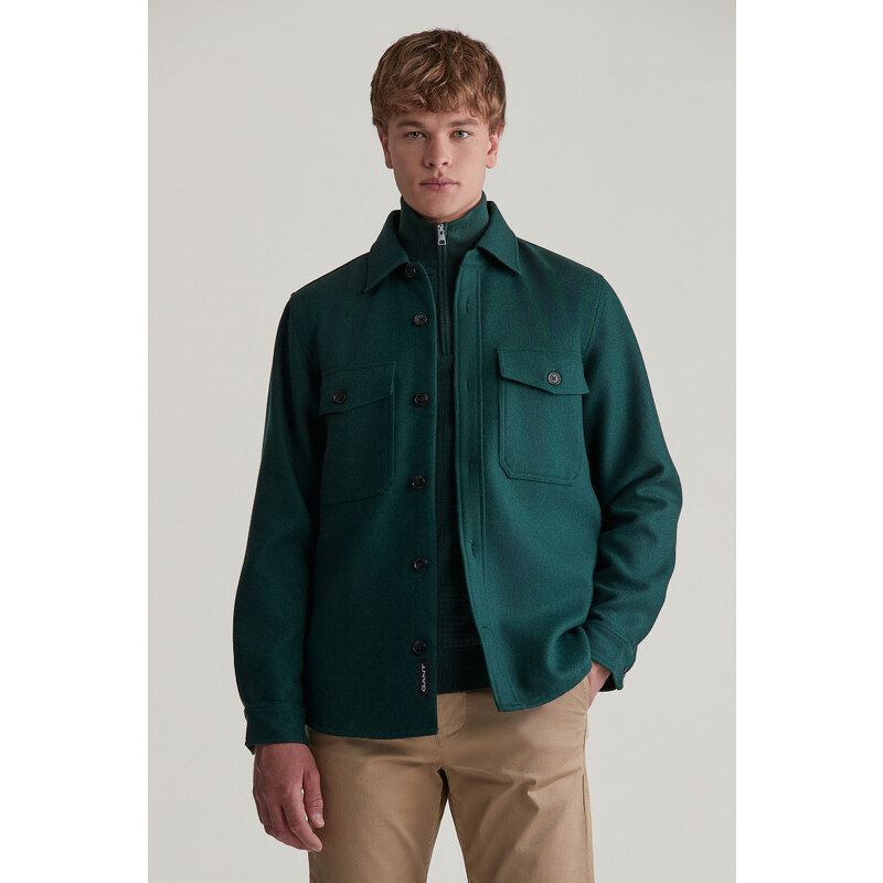 KOŠEĽA GANT WOOL BLEND OVERSHIRT TARTAN GREEN 57872681