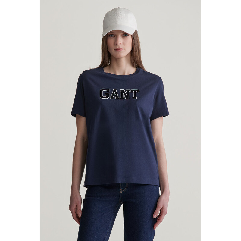 TRIČKO GANT REG VELOUR APPLIQUE T-SHIRT EVENING BLUE 57872687