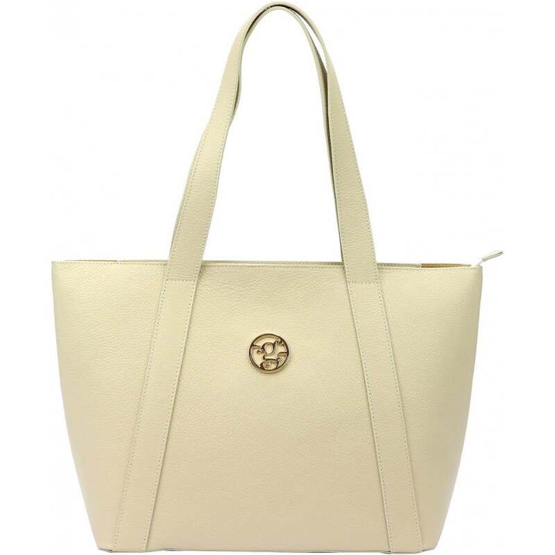 Gregorio Kožená veľká dámska shopper kabelka cez rameno krémová 57877440