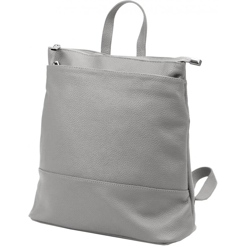 Kožený dámsky módny batoh s čelným vreckom Luka šedý 57877445